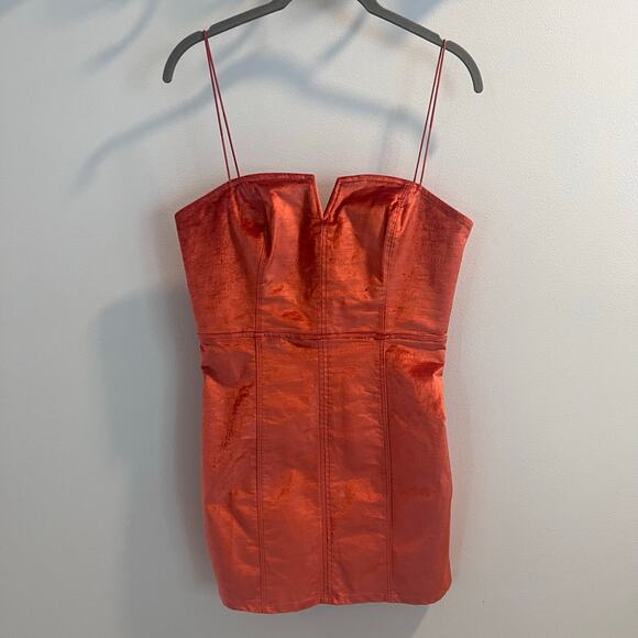 Free People Orange Velvet Antoinette Mini Dress Size S - Picture 3 of 10